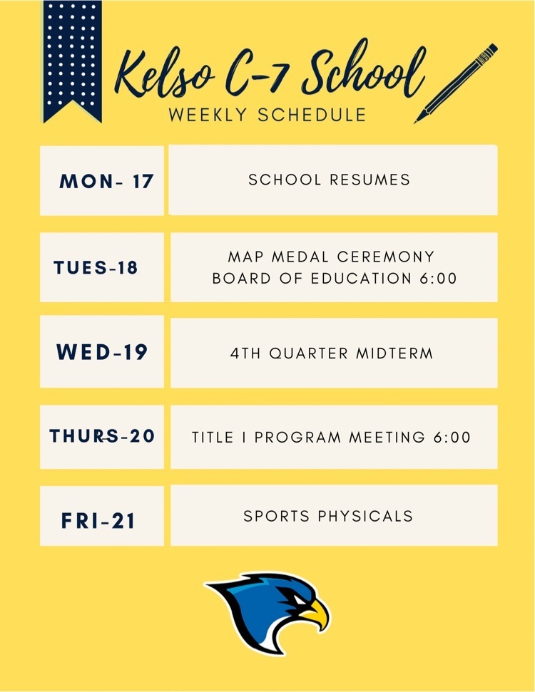 Week of 4/17 schedule 